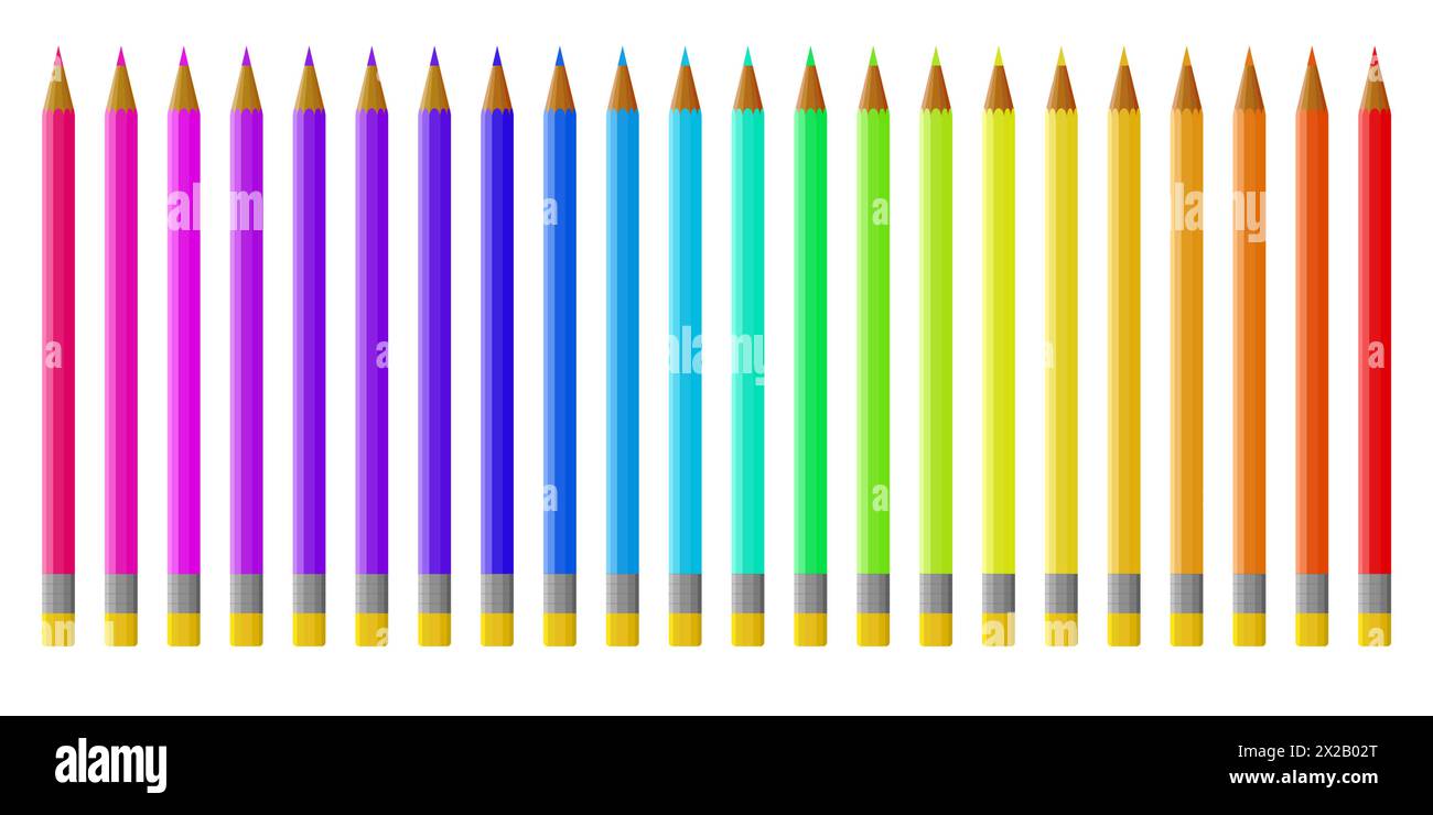 Colored pencils, set of colored pencils, vector design in vivid colours Stock Vector
