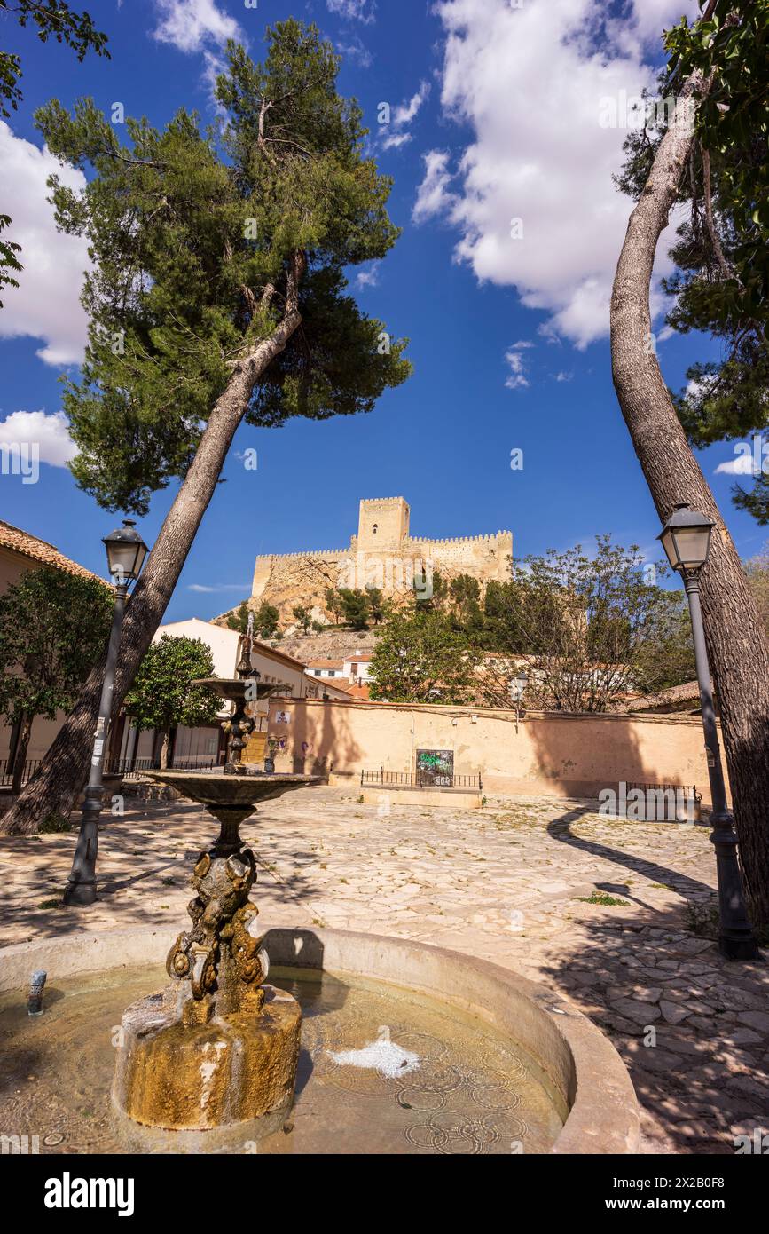 Almansa Castle, National Historical-Artistic Monument, 14th century on Almohad remains, Almansa, Albacete province, Castilla-La Mancha, Spain Stock Photo