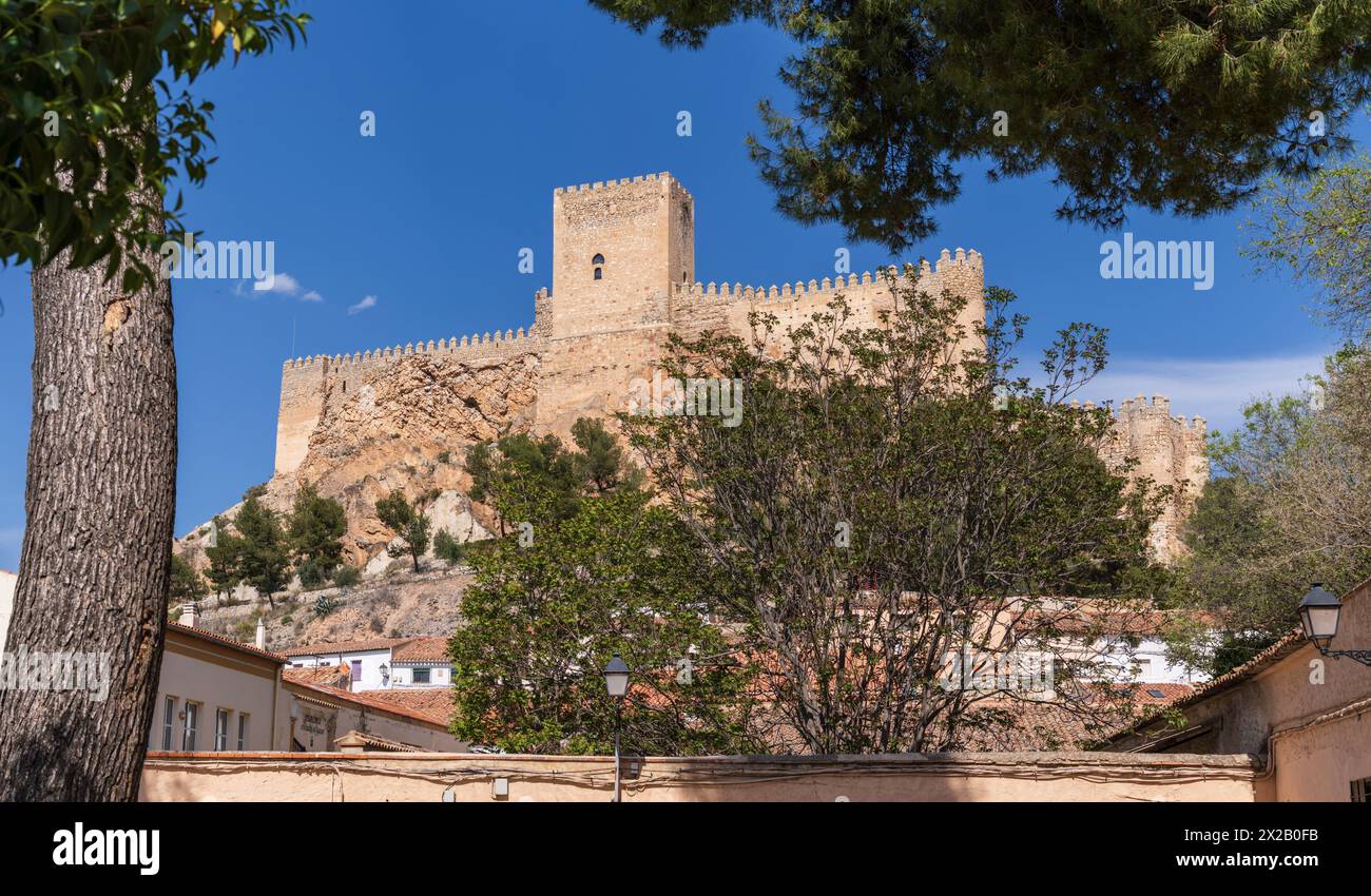 Almansa Castle, National Historical-Artistic Monument, 14th century on Almohad remains, Almansa, Albacete province, Castilla-La Mancha, Spain Stock Photo