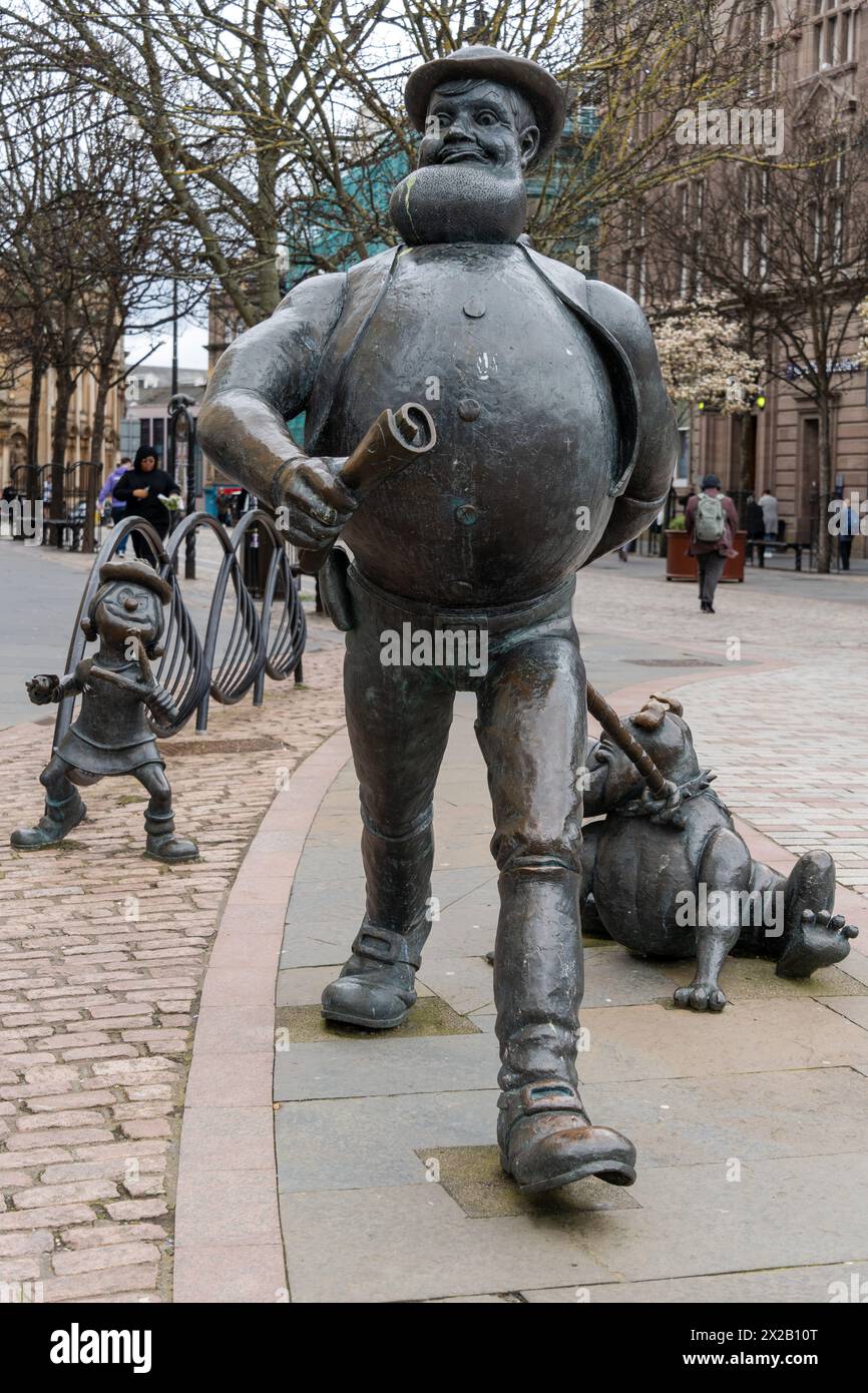 Sculpture of Desperate Dan and other characters from The Dandy and The