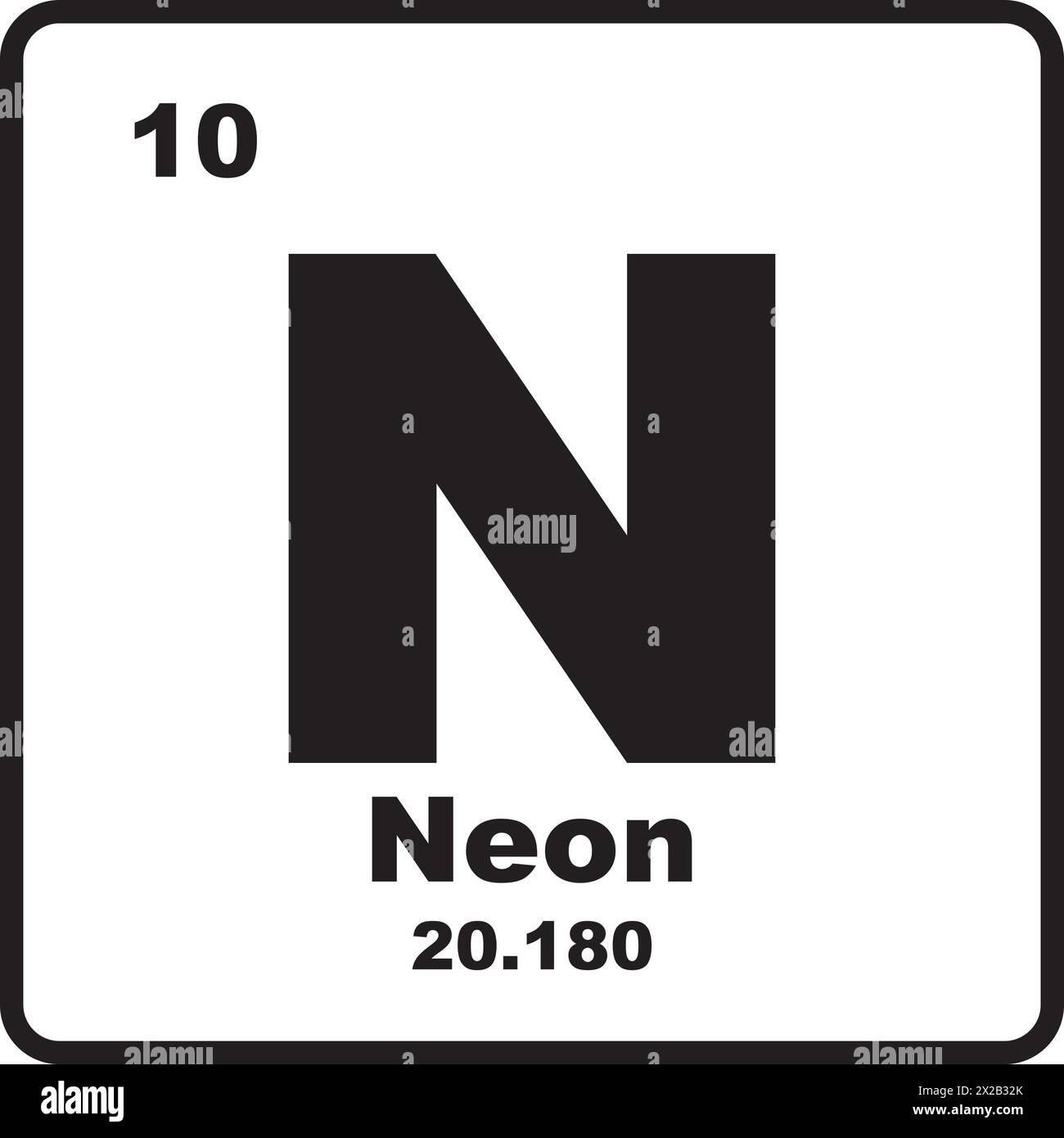 Neon icon, chemical element in the periodic table Stock Vector Image ...