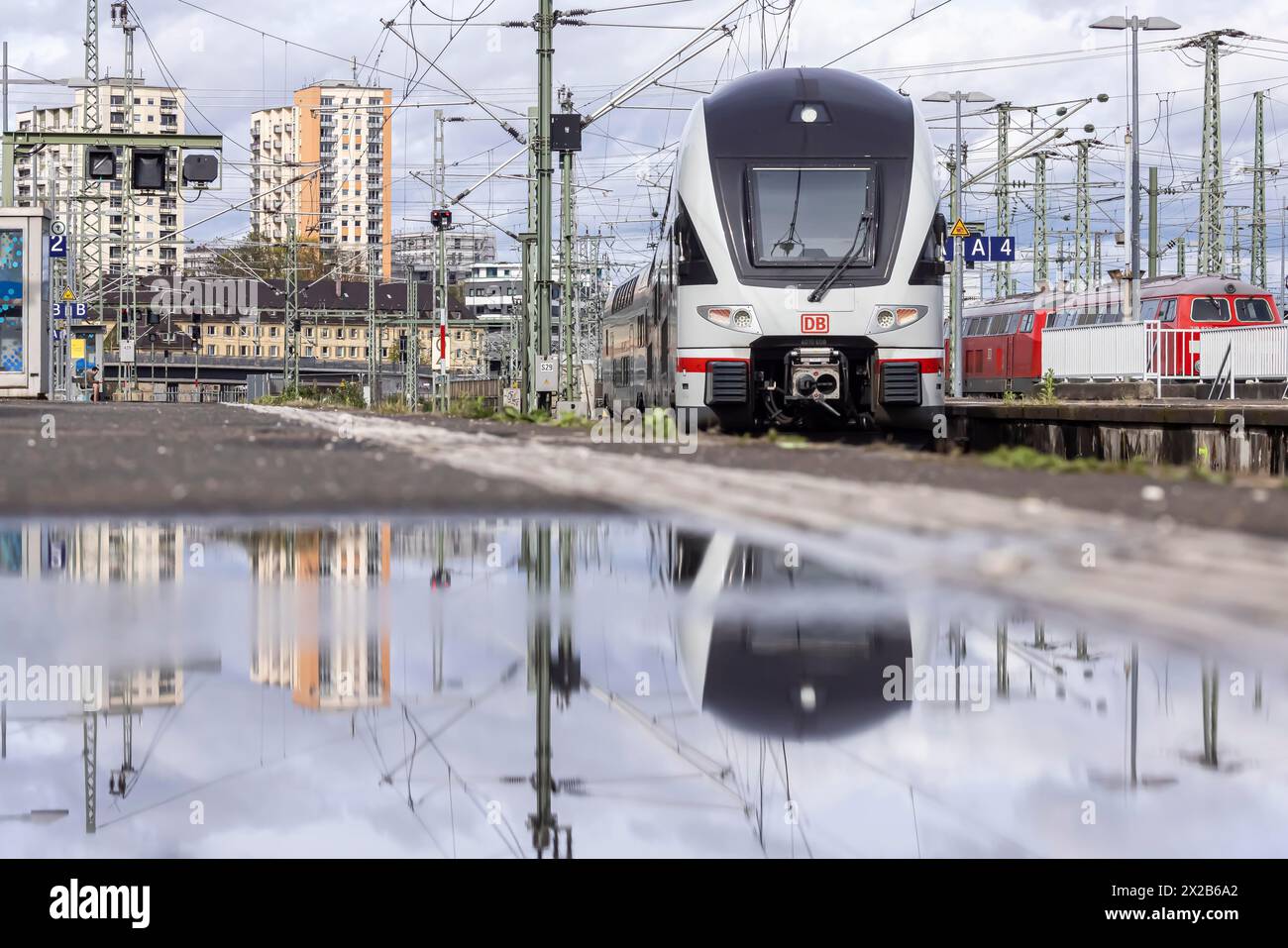 Stuttgart main station with track apron and arriving and departing ...