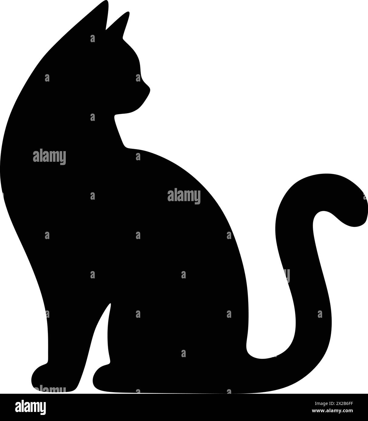 Cat silhouette icon, vector black cat minimal shape kitty clip art in glyph pictogram illustration Stock Vector