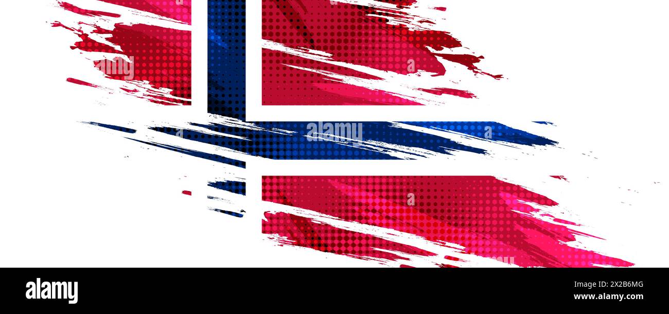 Norway Flag in Brush Paint Style with Halftone Effect. Norway National ...