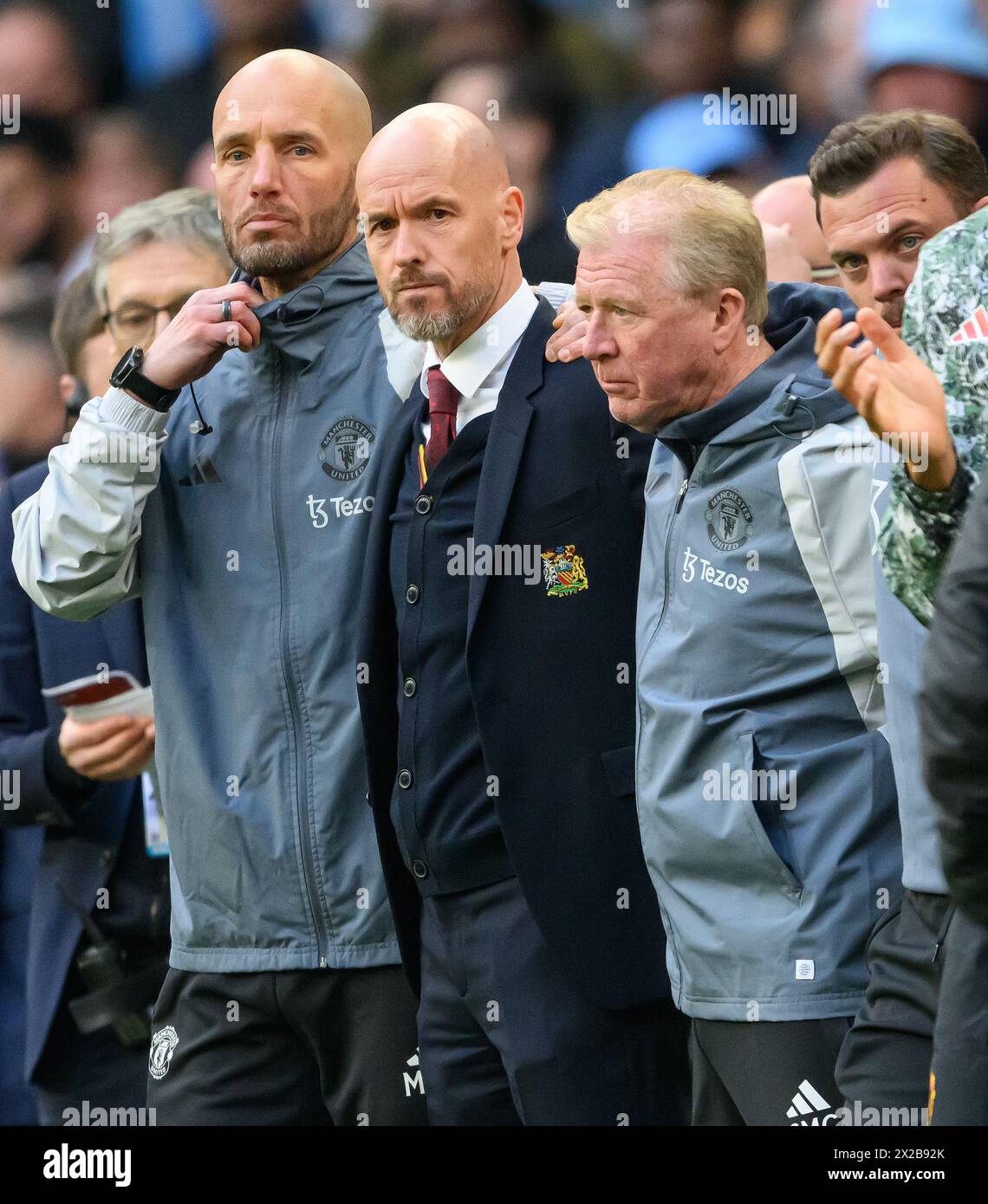 London, UK. 21st Apr, 2024. 21 Apr 2024 - Manchester United v Coventry City - FA Cup Semi-Final - Wembley. Manchester United Manager Erik ten Hag during the penalty shootout. Picture Credit: Mark Pain/Alamy Live News Stock Photo