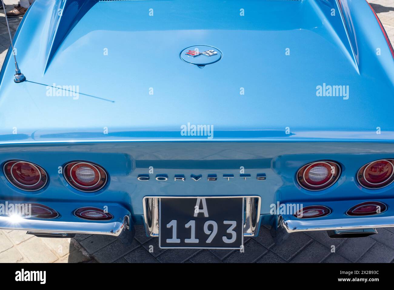 Blue Chevrolet Corvette Stingray,  Paphos Classic Vehicle Club Harbour show, Paphos, Cyprus Stock Photo