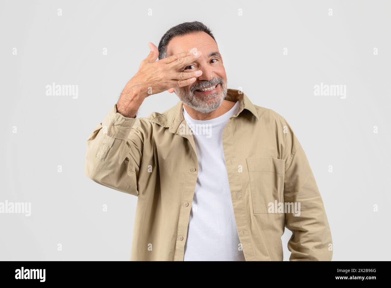 Old man and hand on head hi-res stock photography and images - Alamy