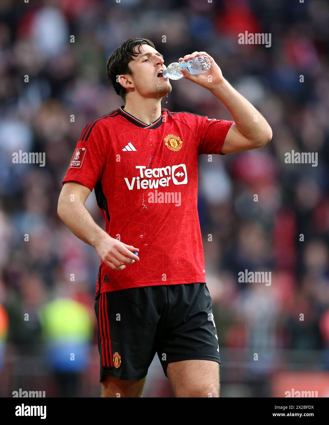 Manchester United's Harry Maguire during the Emirates FA Cup semi-final match at Wembley Stadium, London. Picture date: Sunday April 21, 2024. Stock Photo