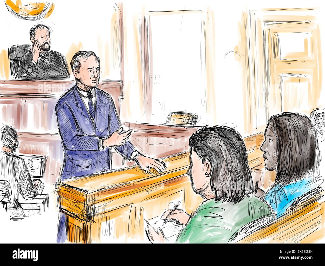 Pastel Pencil Pen And Ink Sketch Illustration Of A Courtroom Trial Pastel Pencil Pen And Ink Sketch Illustration Of A Courtroom Trial