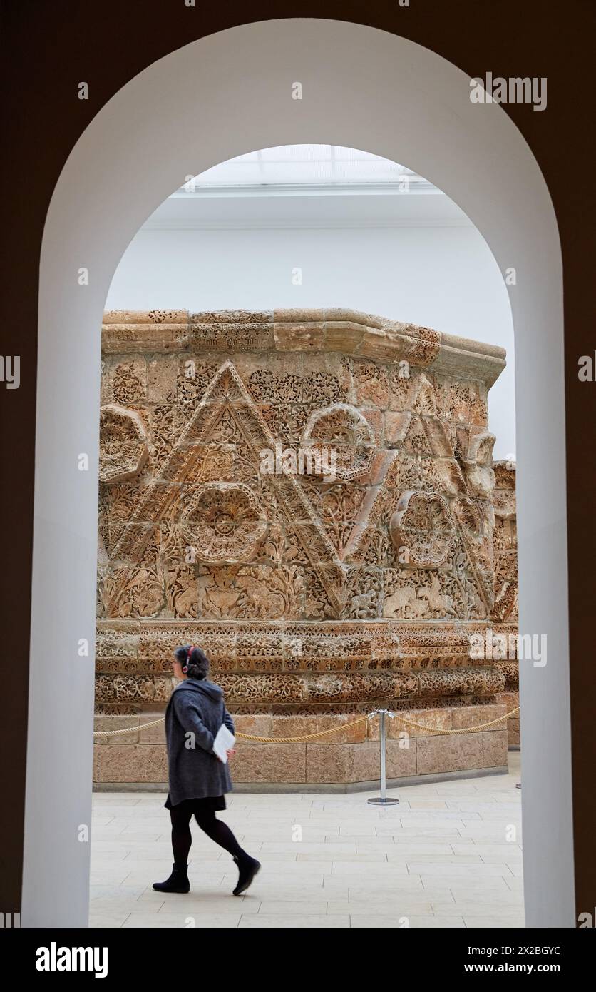 Palace of Mshatta, one of the Desert Castles of Jordan, Pergamon Museum, Berlin, Germany. Stock Photo