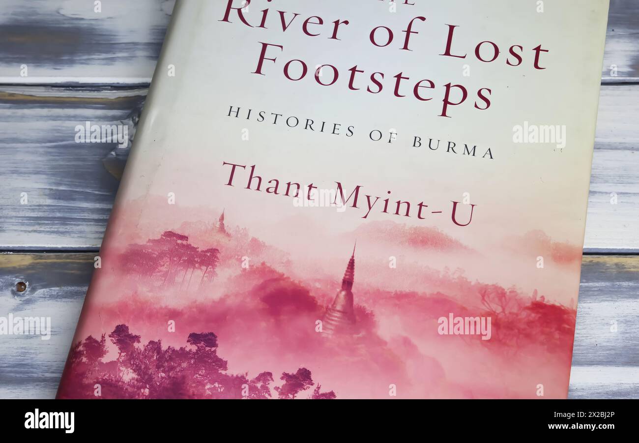 Viersen, Germany - April 9. 2024: Closeup of Thant Myint-U book cover River of lost footsteps Stock Photo
