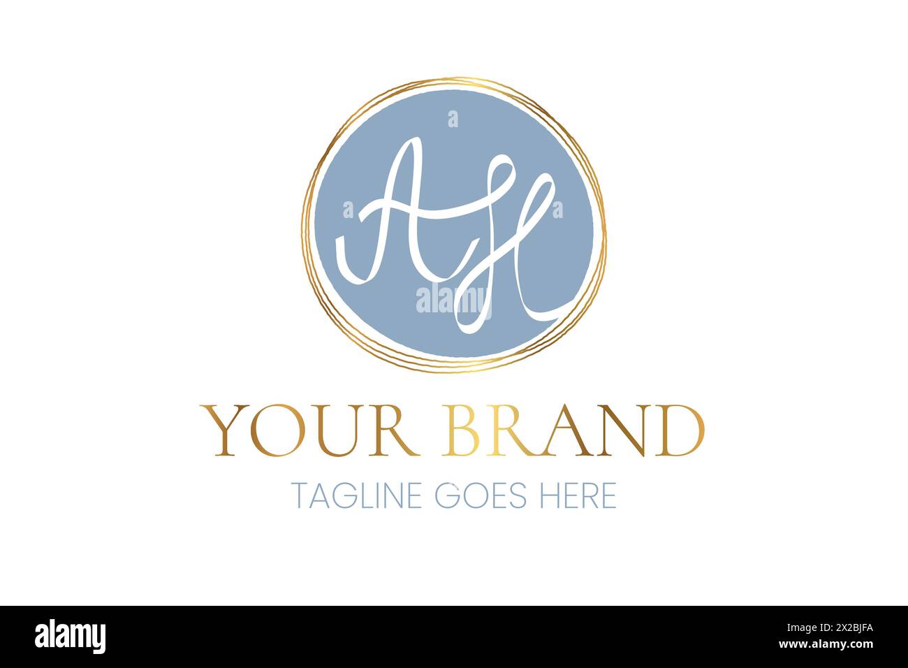 Elegant AH Letter Initial Clean Feminine Business Logo Stock Vector