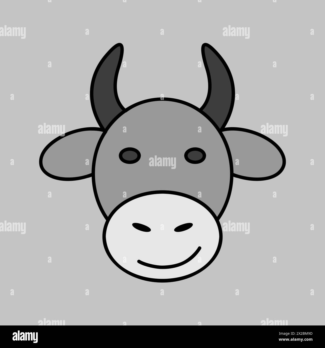 Cow grayscale icon. Farm animal vector illustration. Agriculture sign ...