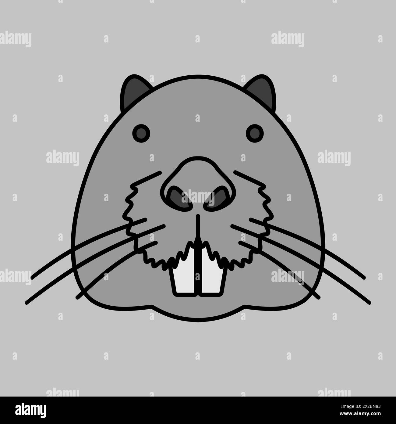 Otter beaver grayscale icon. Animal head vector. Agriculture sign
