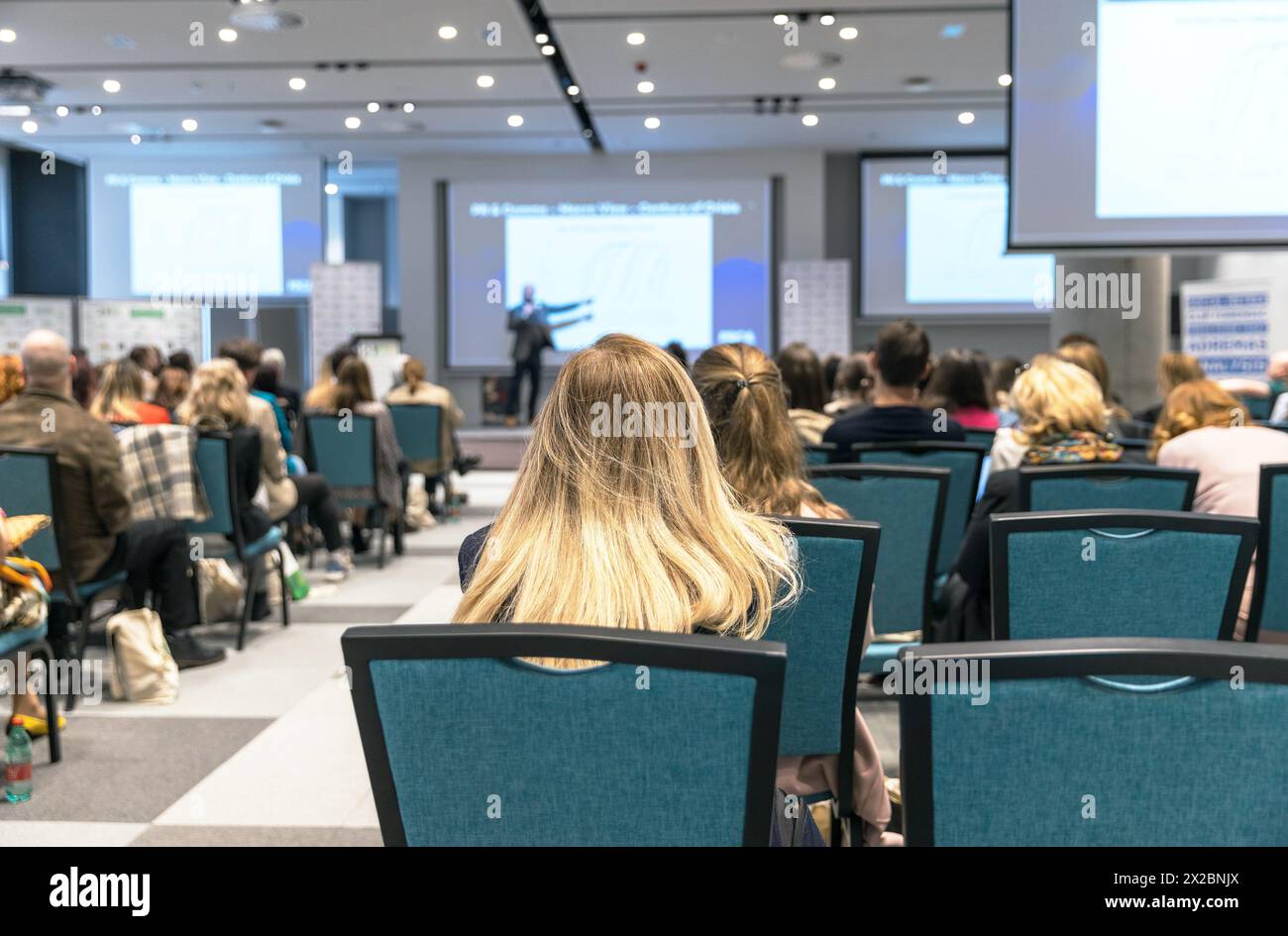Business conference, corporate presentation, workshop, coaching training, company meeting, public or political event Stock Photo