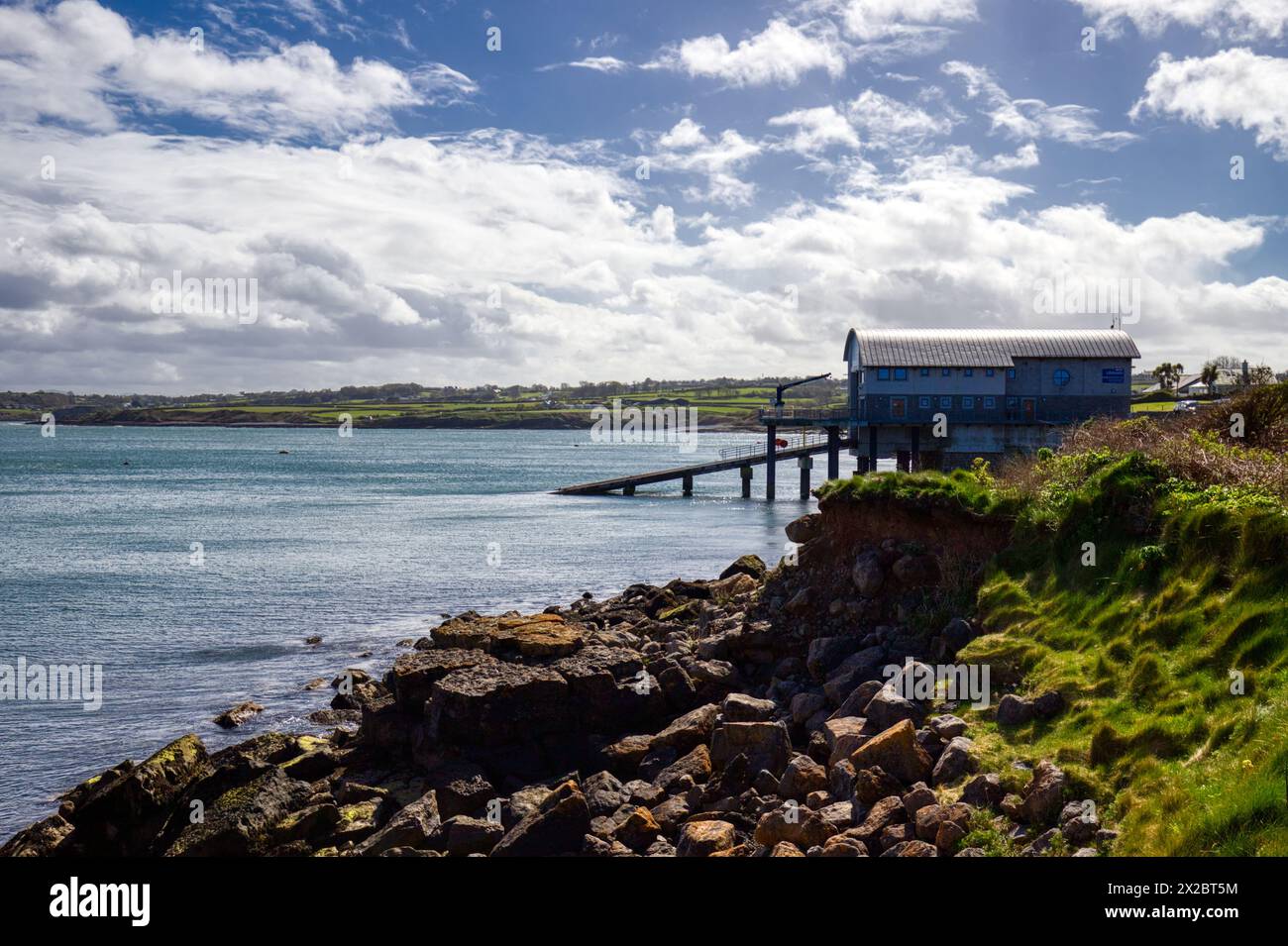 New Lifeboat Station, Moelfre, Anglesey, North Wales Stock Photo