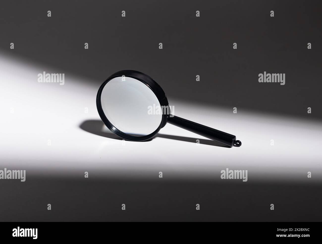 magnify glass. Conceptual science object, education tool. Minimal