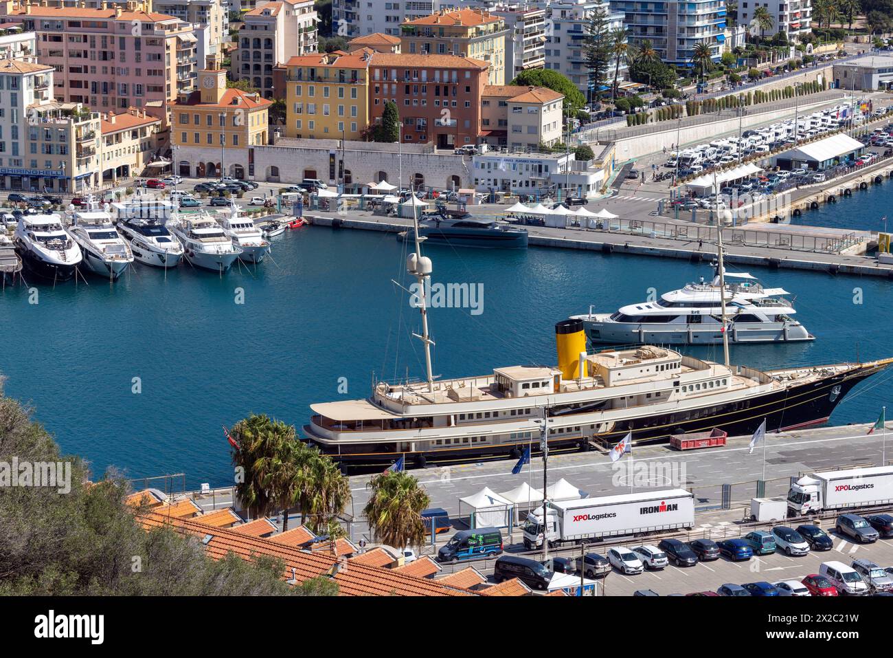 Yachts in the harbour at Nice, Cote d'Azur, France Stock Photo