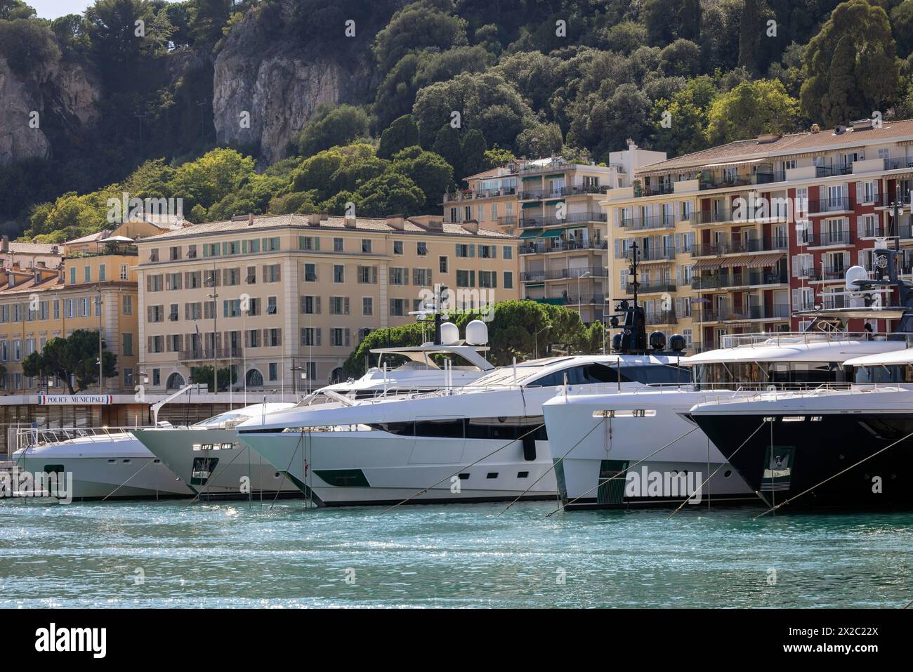 Yachts in the harbour at Nice, Cote d'Azur, France Stock Photo