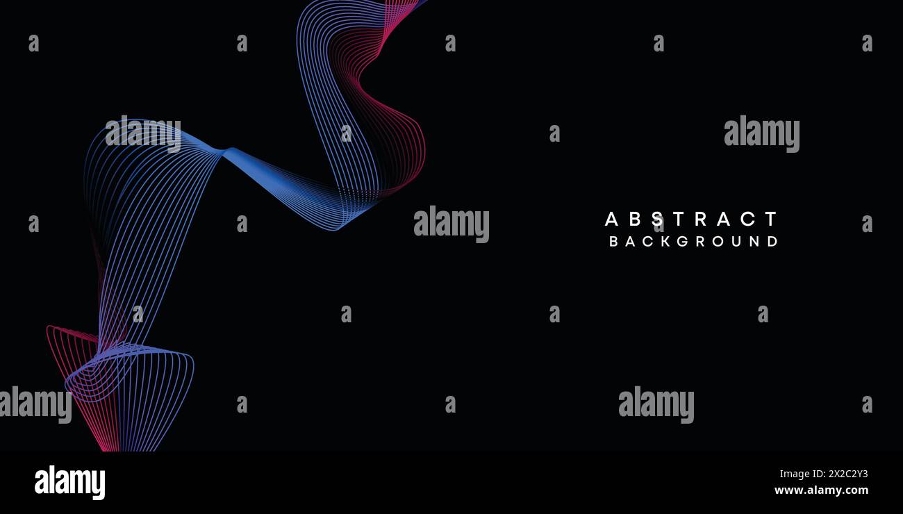 Abstract geometric visualization dark blue, orange, green gradient waving lines technology background. purple, navy blue, red gradient wave background Stock Vector