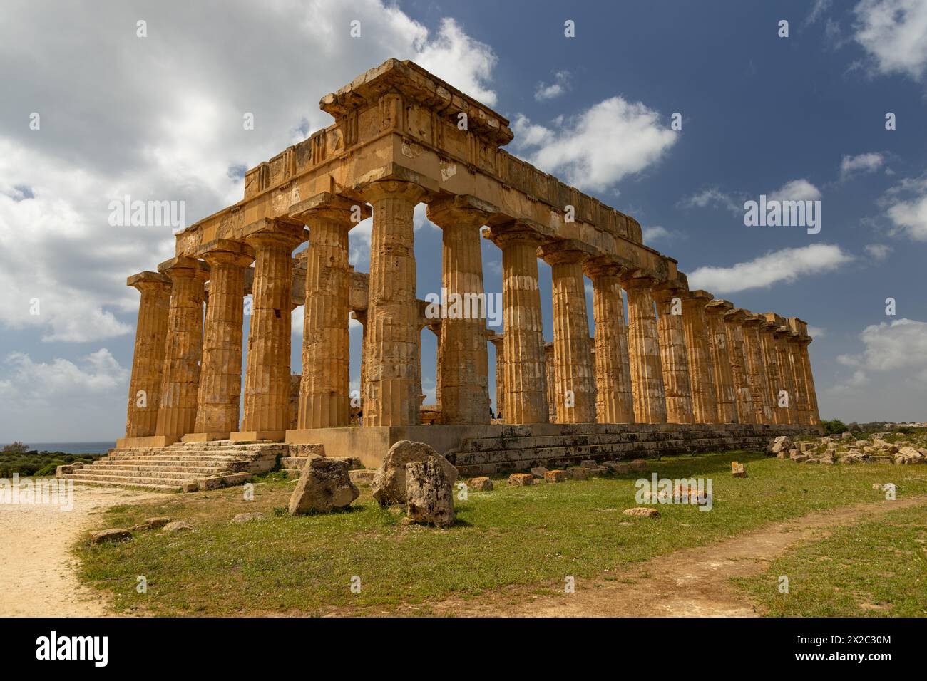 greek temple ruins in Selinunt in Sicily Stock Photo