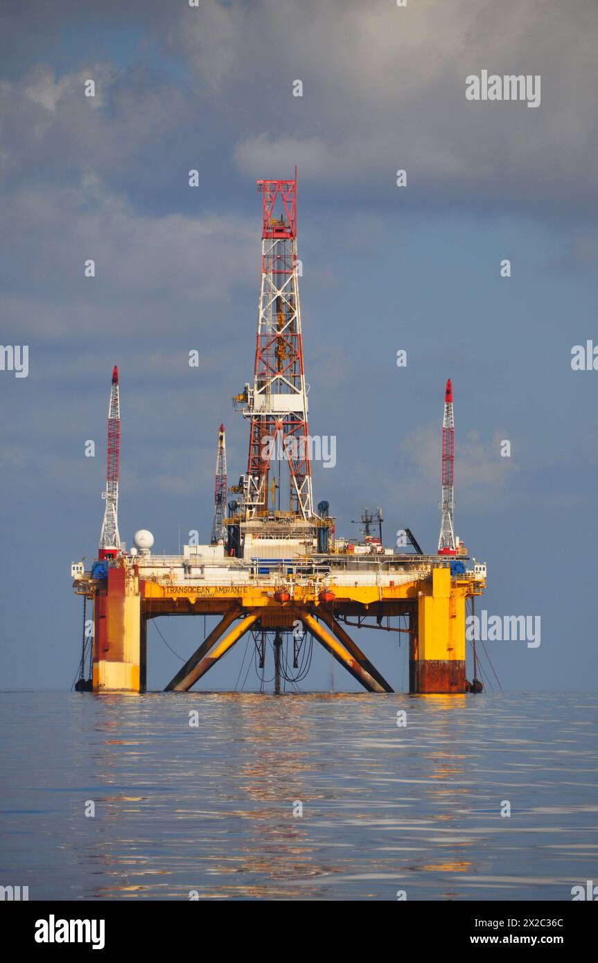 Transocean Amirante deep water floating offshore oil and gas drilling platform in the Gulf of Mexico off the coast of Louisiana. Stock Photo