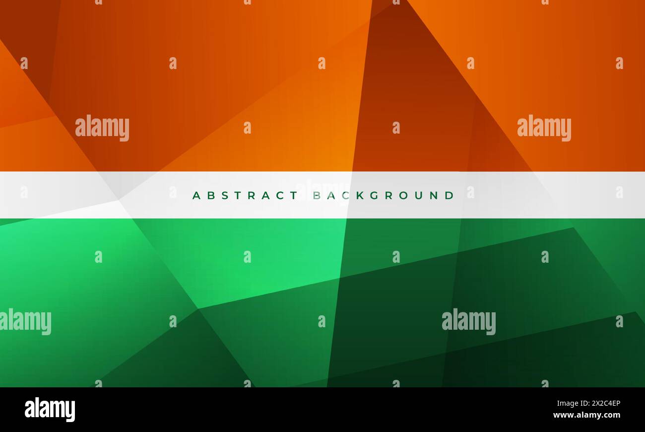 Orange white and green modern abstract background with polygonal 3d geometric texture. Indian flag concept vector illustration. Stock Vector