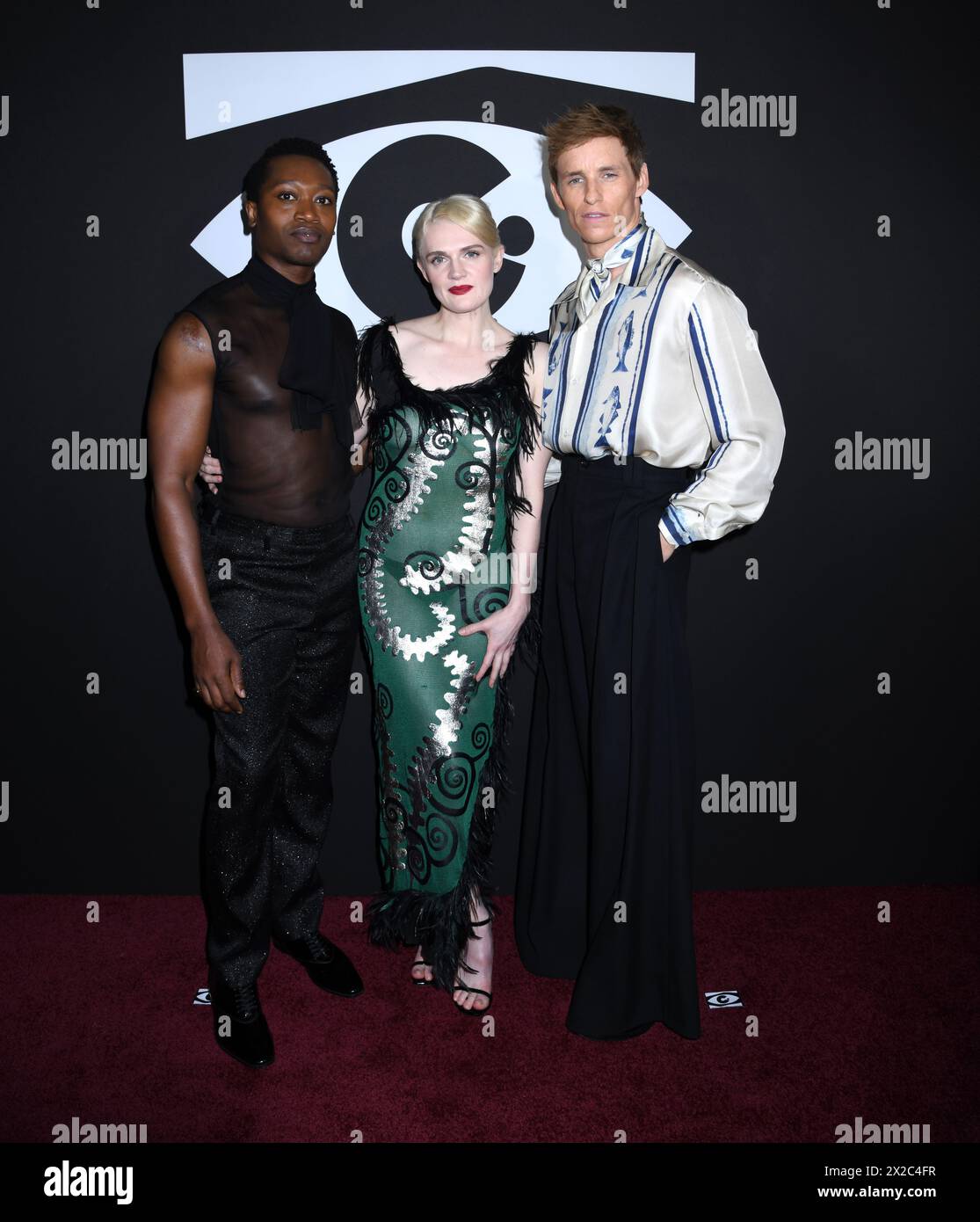 April 20, 2024, New York, New York, USA: Ato Blankson-Wood, Gayle Rankin and Eddie Redmayne attend the Twin Broadway Opening Nights 'Cabaret at the Kit Kat Club' at the August Wilson Theatre in New York. (Credit Image: © Photo Image Press via ZUMA Press Wire) EDITORIAL USAGE ONLY! Not for Commercial USAGE! Stock Photo