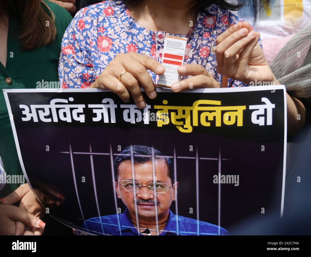 NEW DELHI, INDIA - APRIL 21: AAP party workers carrying Insulin ...