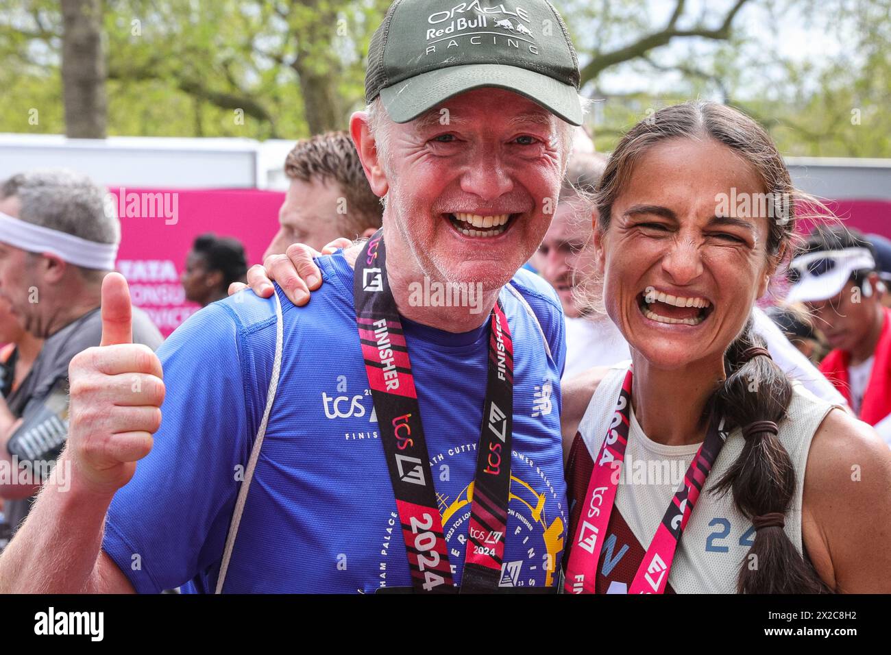 London, UK. 21st Apr, 2025. Chris Evans, presenter, with his wife