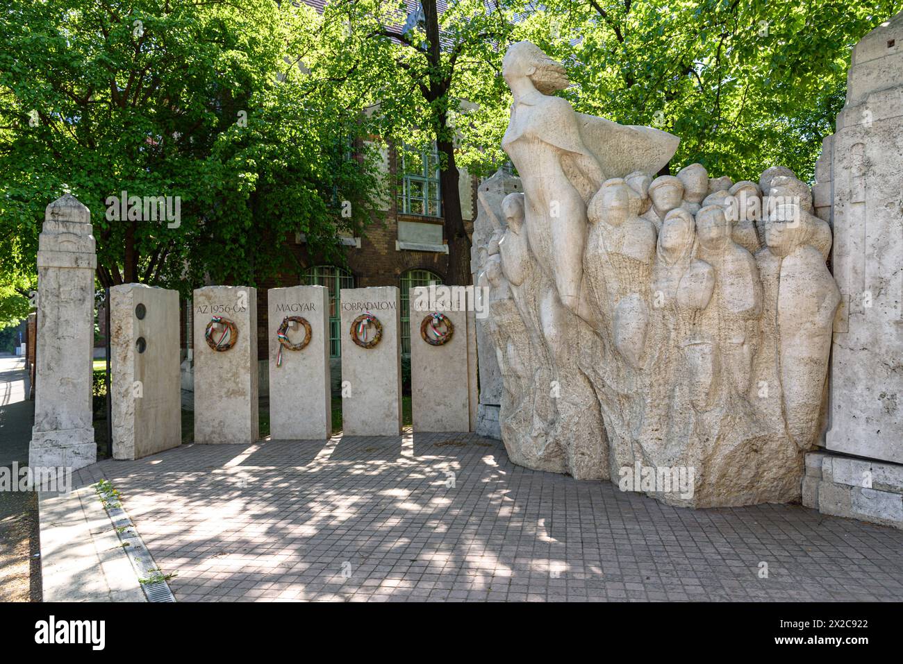 The memorial to the 1956 Hungarian Revolution by Robert Csíkszentmihályi erected in 2006 at the Budapest University of Technology and Economics Stock Photo