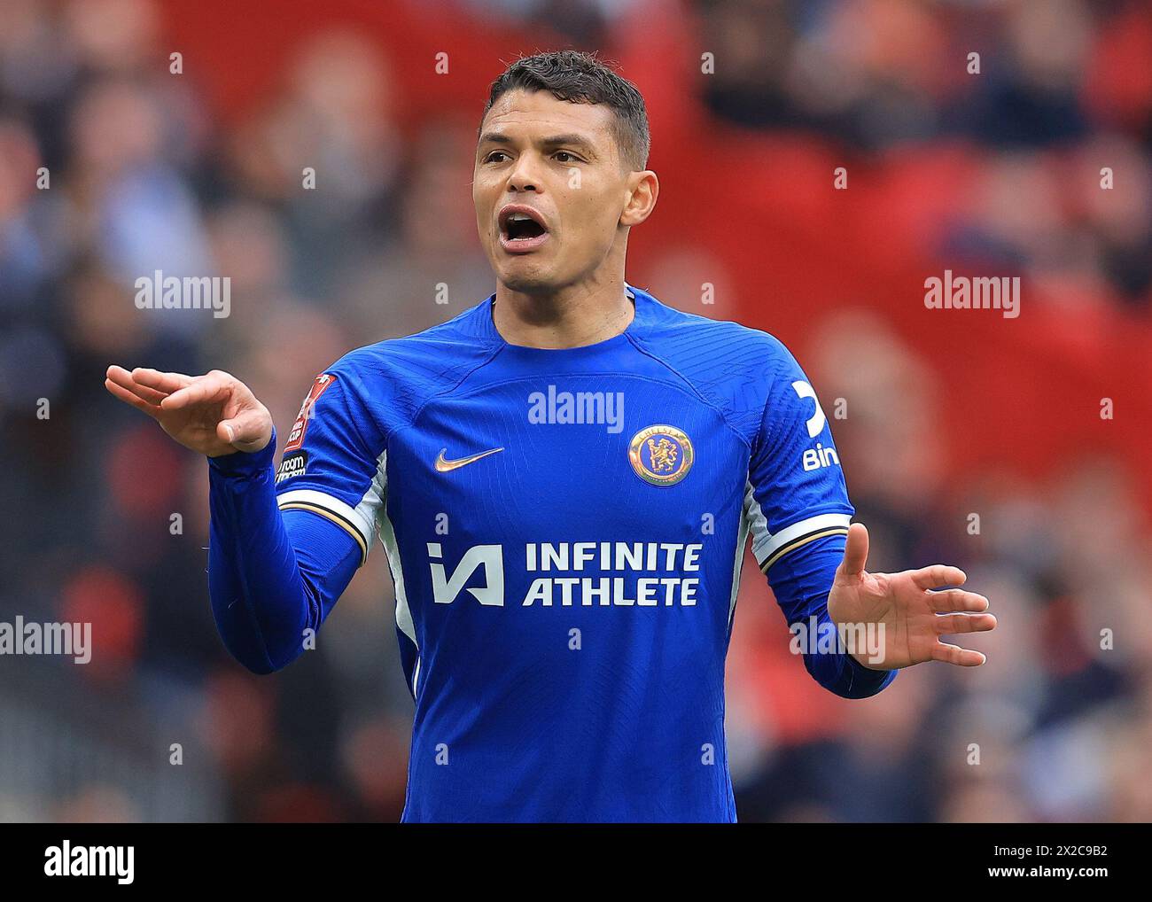 London, UK. 20th Apr, 2024. Thiago Silva of Chelsea during the The FA Cup match at Wembley Stadium, London. Picture credit should read: Paul Terry/Sportimage Credit: Sportimage Ltd/Alamy Live News Stock Photo