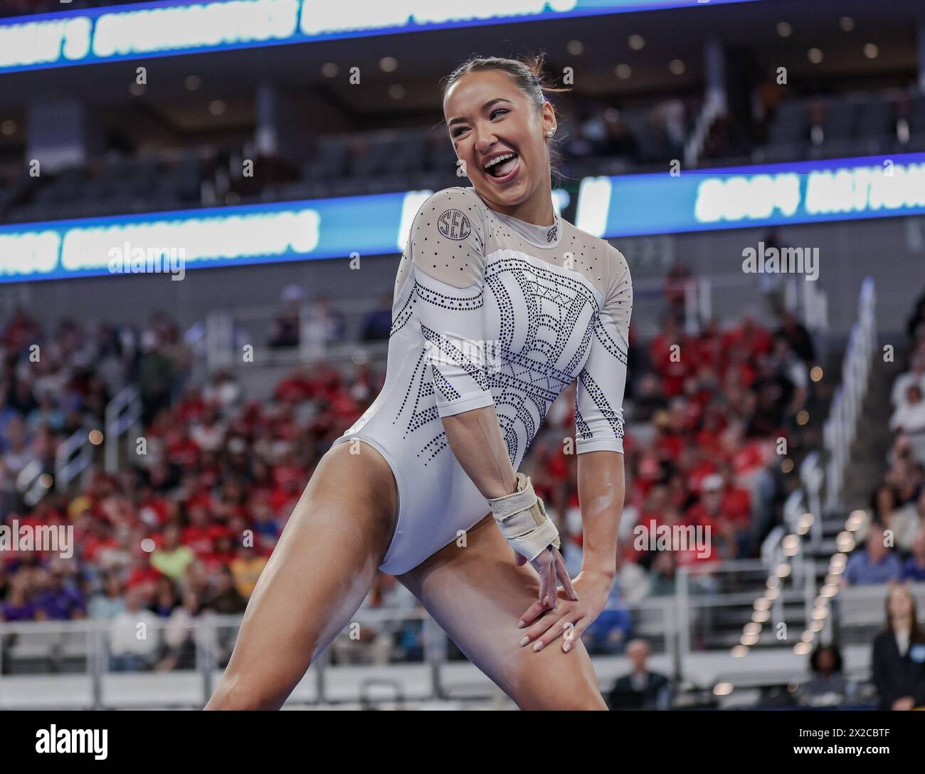 Fort Worth, TX, USA. 20th Apr, 2024. LSU's Aleah Finnegan competes on