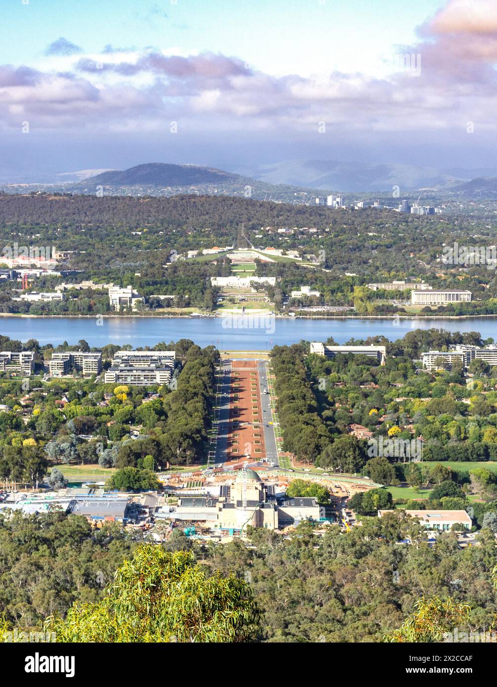 City view from Mount Ainslie Lookout, Mount Ainslie Nature Reserve., Canberra, Australian Capital Territory, Australia Stock Photo