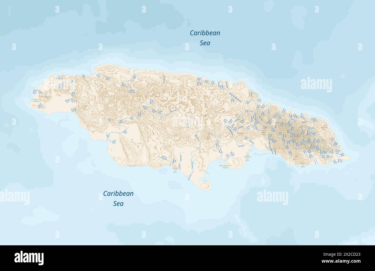 Map Of Jamaica Physical Vector Stock Vector Image Art Alamy Map Of Jamaica Physical Vector 2X2CD23 