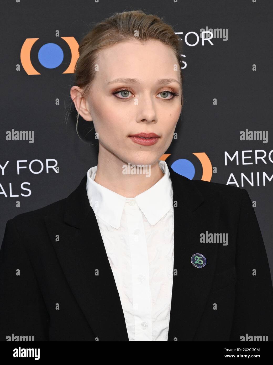 April 20, 2024, Los Angeles, California, U.S.: Ivanna Sakhno attends the 25th Mercy for Animals Gala Celebration at Rolling Greens. (Credit Image: © Billy Bennight/ZUMA Press Wire) EDITORIAL USAGE ONLY! Not for Commercial USAGE! Stock Photo