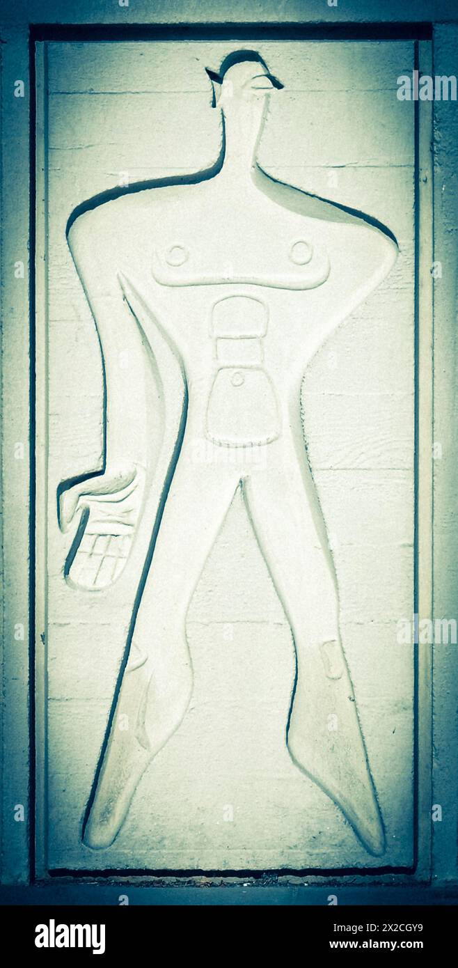 Berlin, Westend, Relief des Modulor am Corbusierhaus Stock Photo