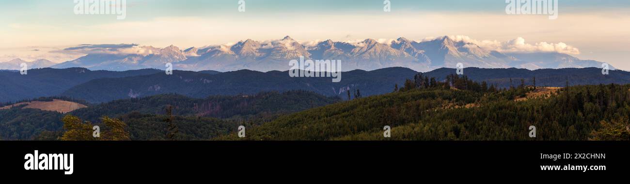 High tatras or Vysoke Tatry, panoramic view, Carpathian mountains, Slovakia Stock Photo