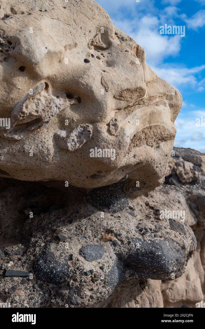 Oldest rocks of Canary Islands in cave network in town of Ajuy, north ...
