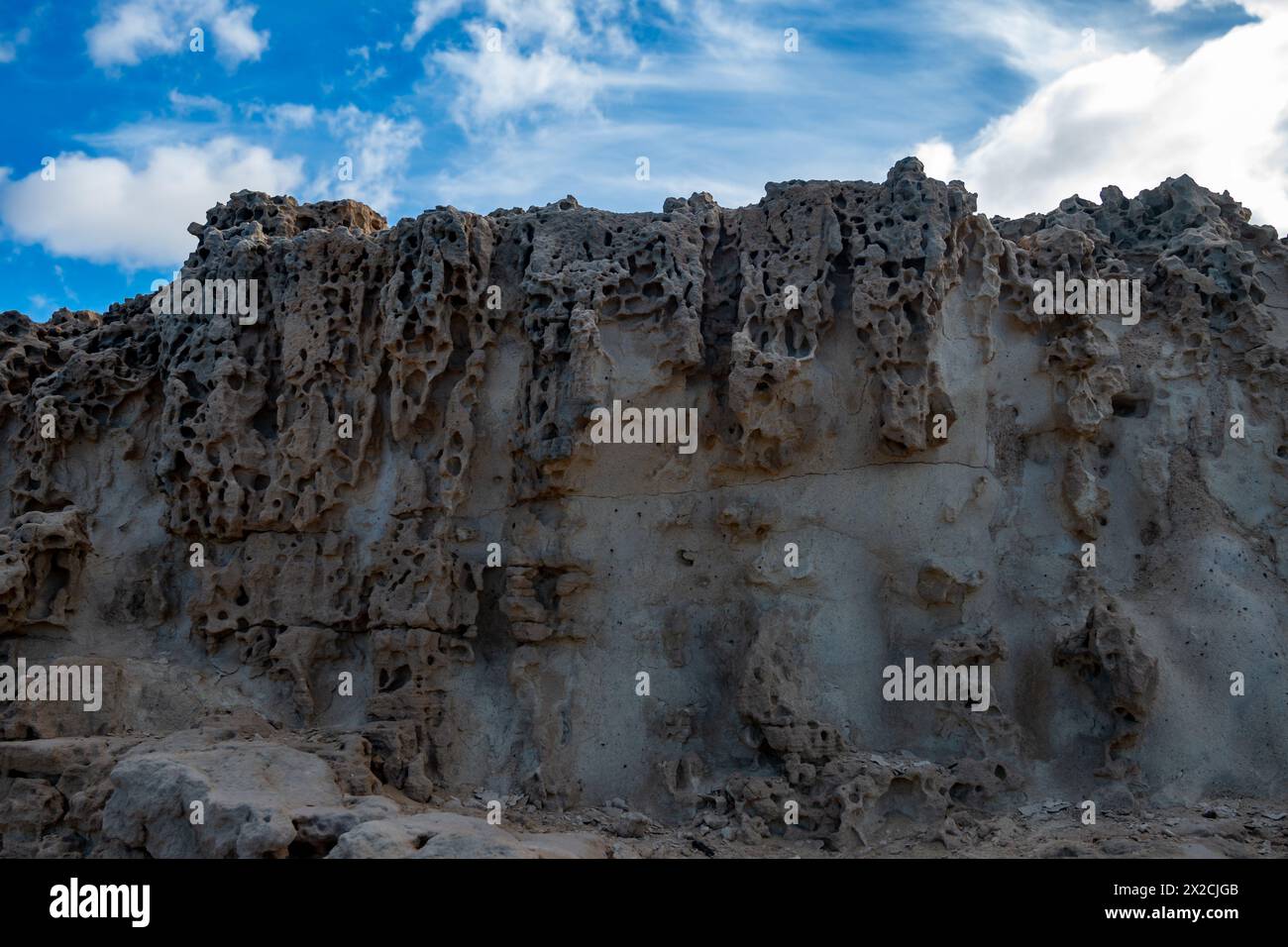 Oldest rocks of Canary Islands in cave network in town of Ajuy, north ...