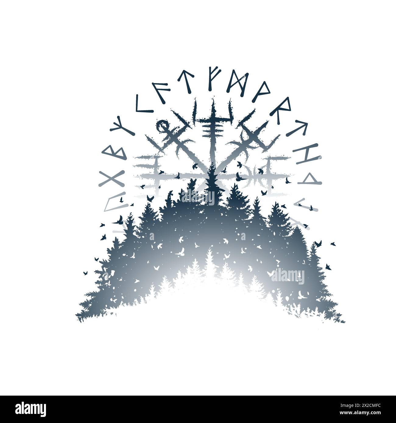 Grunge dark forest vegvisir white Stock Vector Image & Art - Alamy