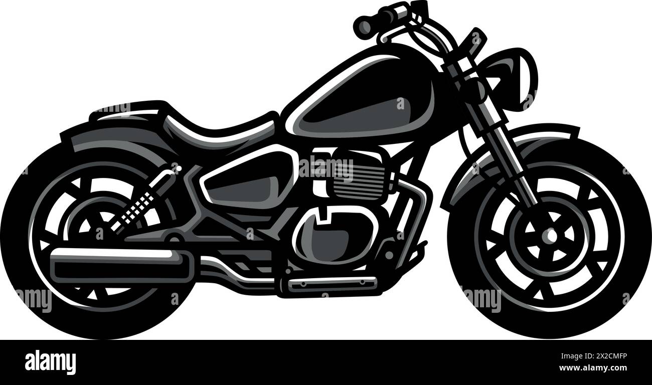 Side View of Cruiser Motorcycle Stock Vector