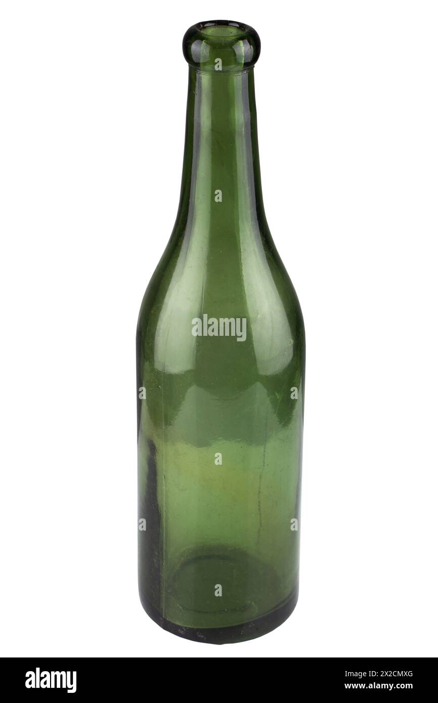 Antique retro green glass bottle isolated on white background Stock ...