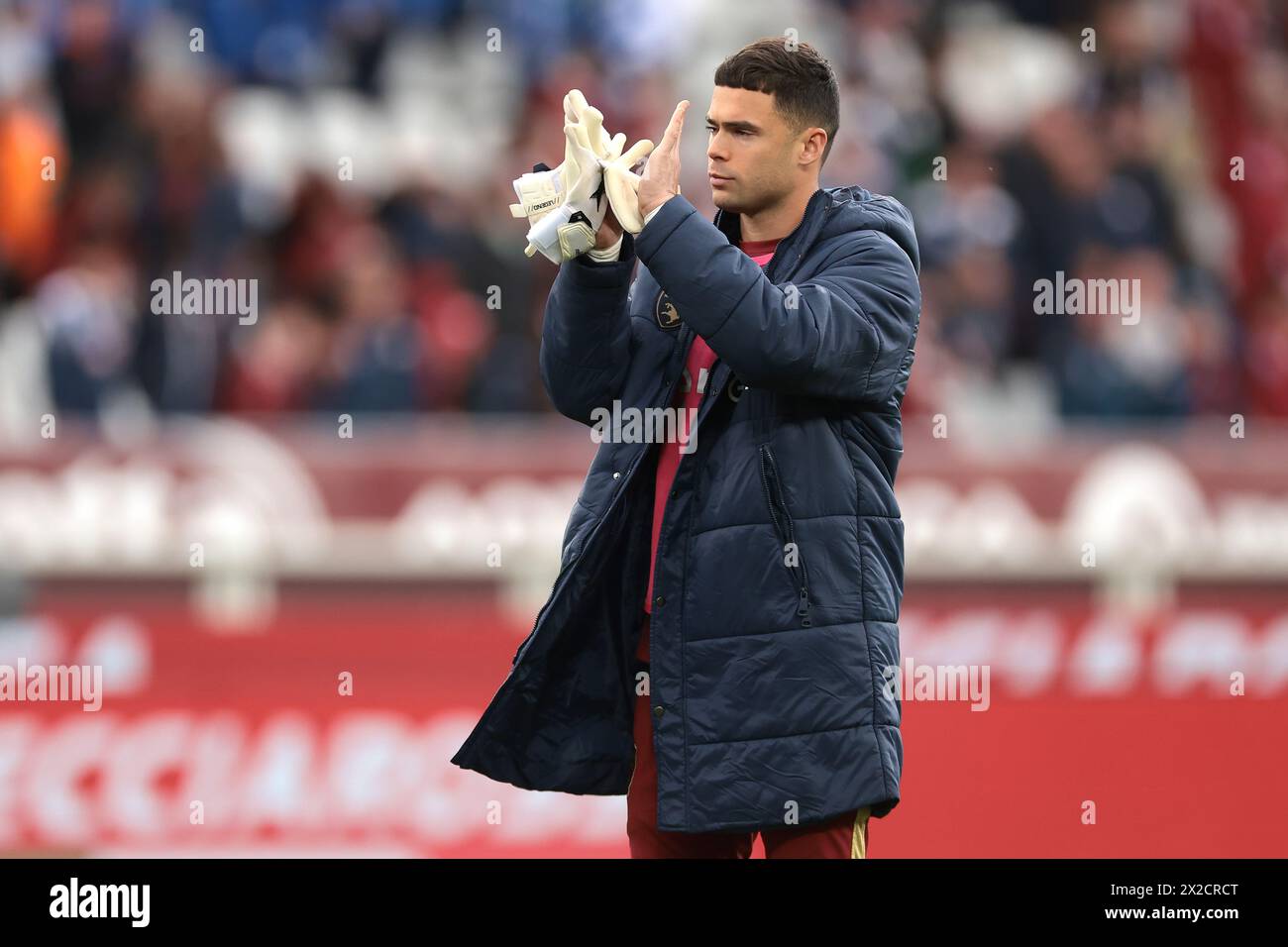 Turin, Italy. 21st Apr, 2024. Luca Gemello of Torino FC applauds the fans following the final whistle as the team is booed off the field of play following the 0-0 draw in the Serie A match at Stadio Grande Torino, Turin. Picture credit should read: Jonathan Moscrop/Sportimage Credit: Sportimage Ltd/Alamy Live News Stock Photo