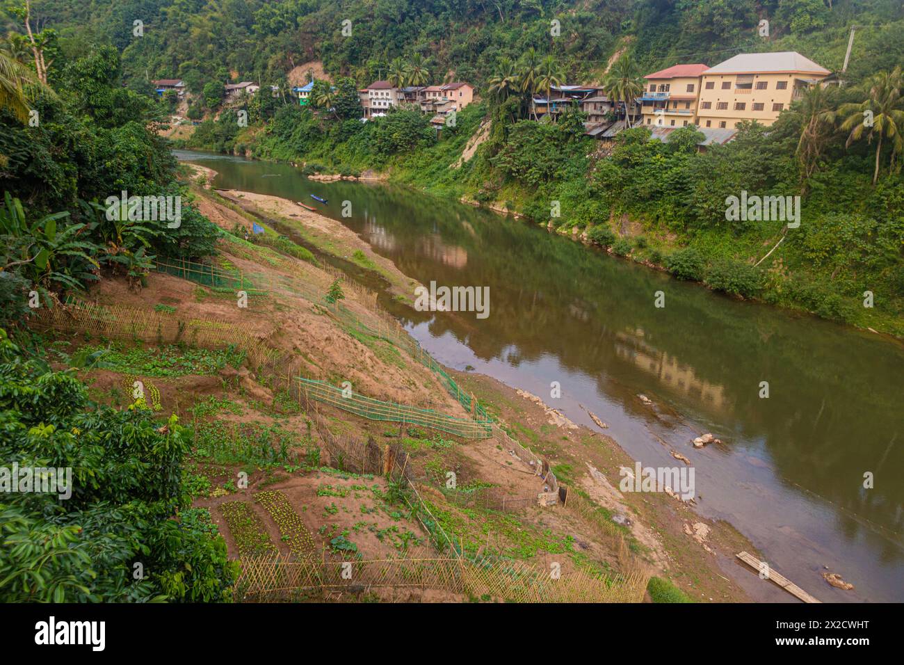 Nam Phak river in Muang Khua town, Laos Stock Photo