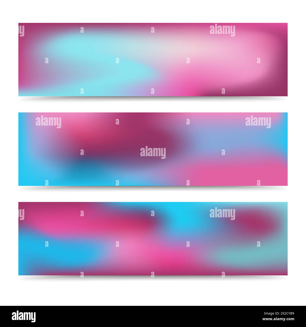Smooth abstract blurred gradient colorful banners set. Abstract Creative multicolored background. Vector illustration Stock Vector