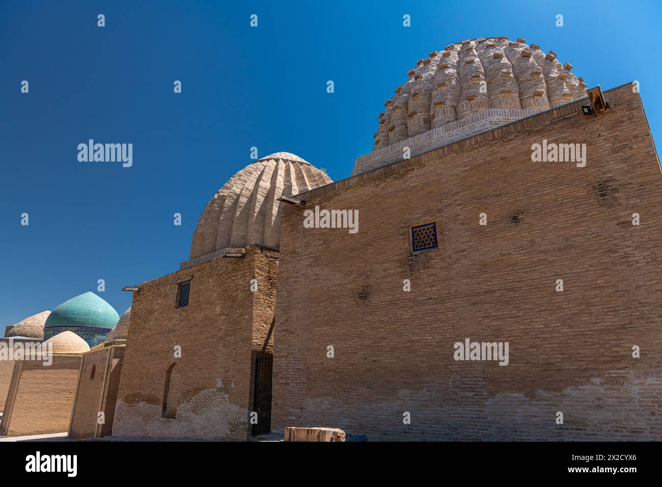 Buildings at Shah-I-Zinda memorial complex, necropolis in Samarkand ...