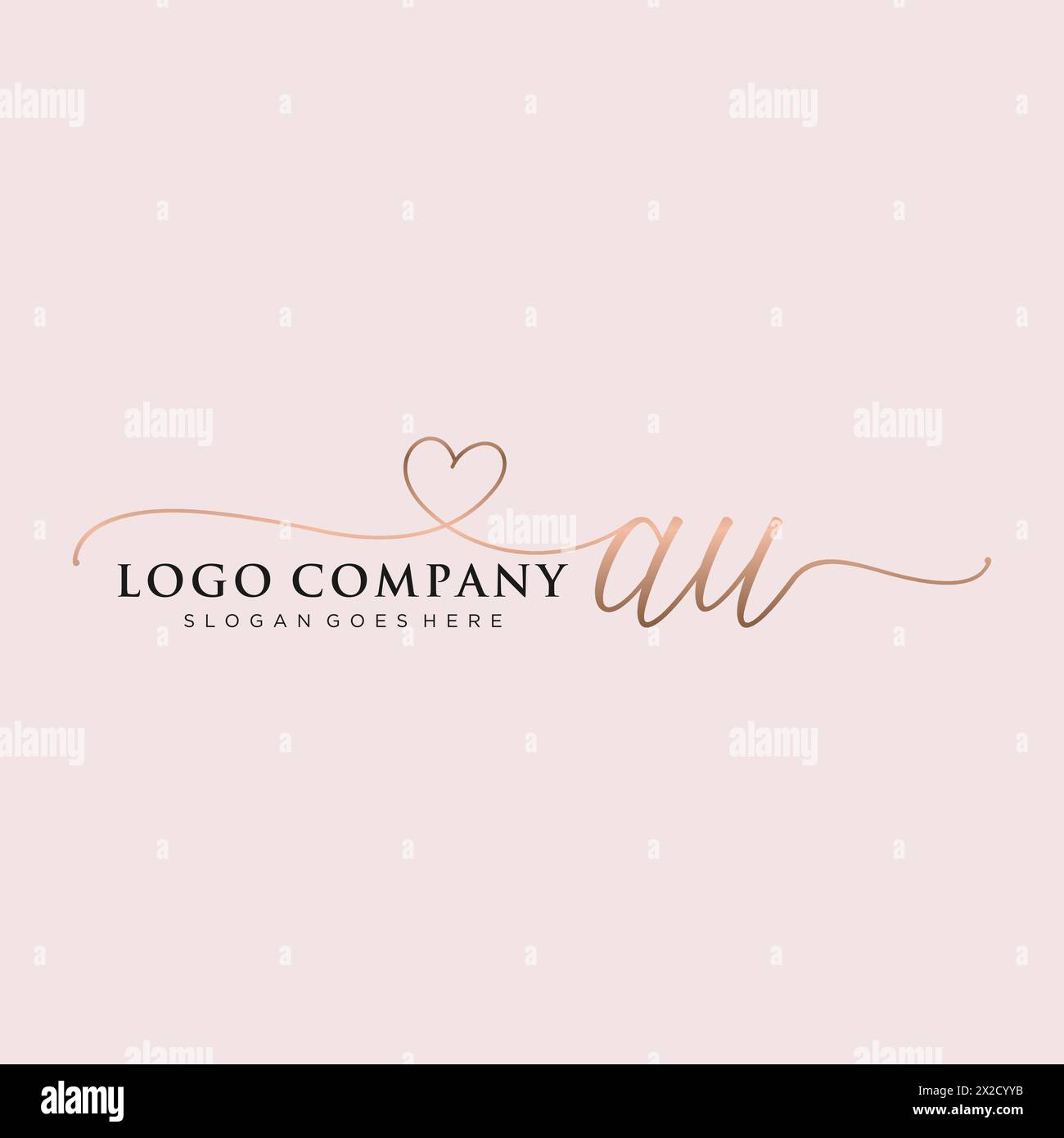 AU beauty monogram and elegant logo design Stock Vector