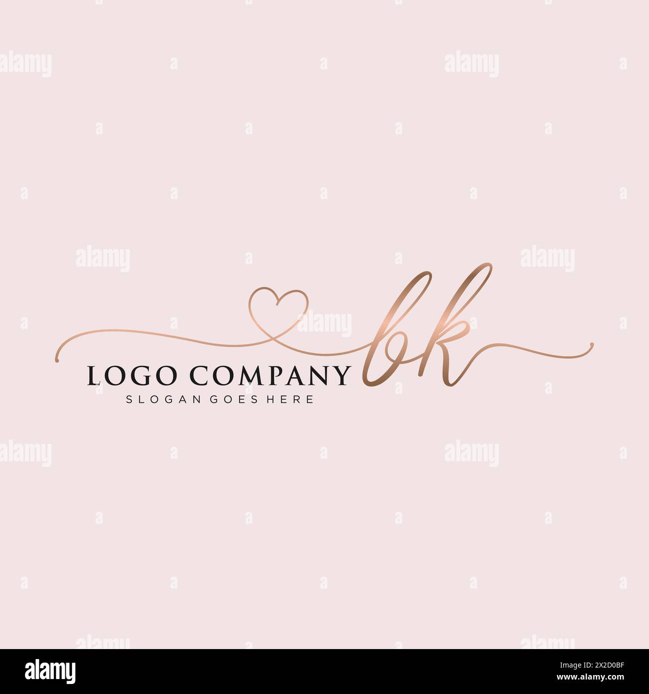 BK beauty monogram and elegant logo design Stock Vector
