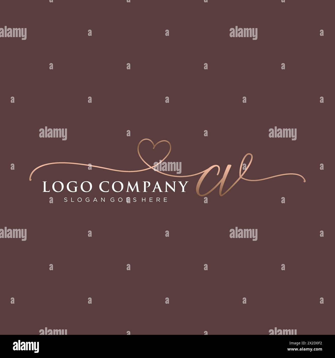 CV beauty monogram and elegant logo design Stock Vector